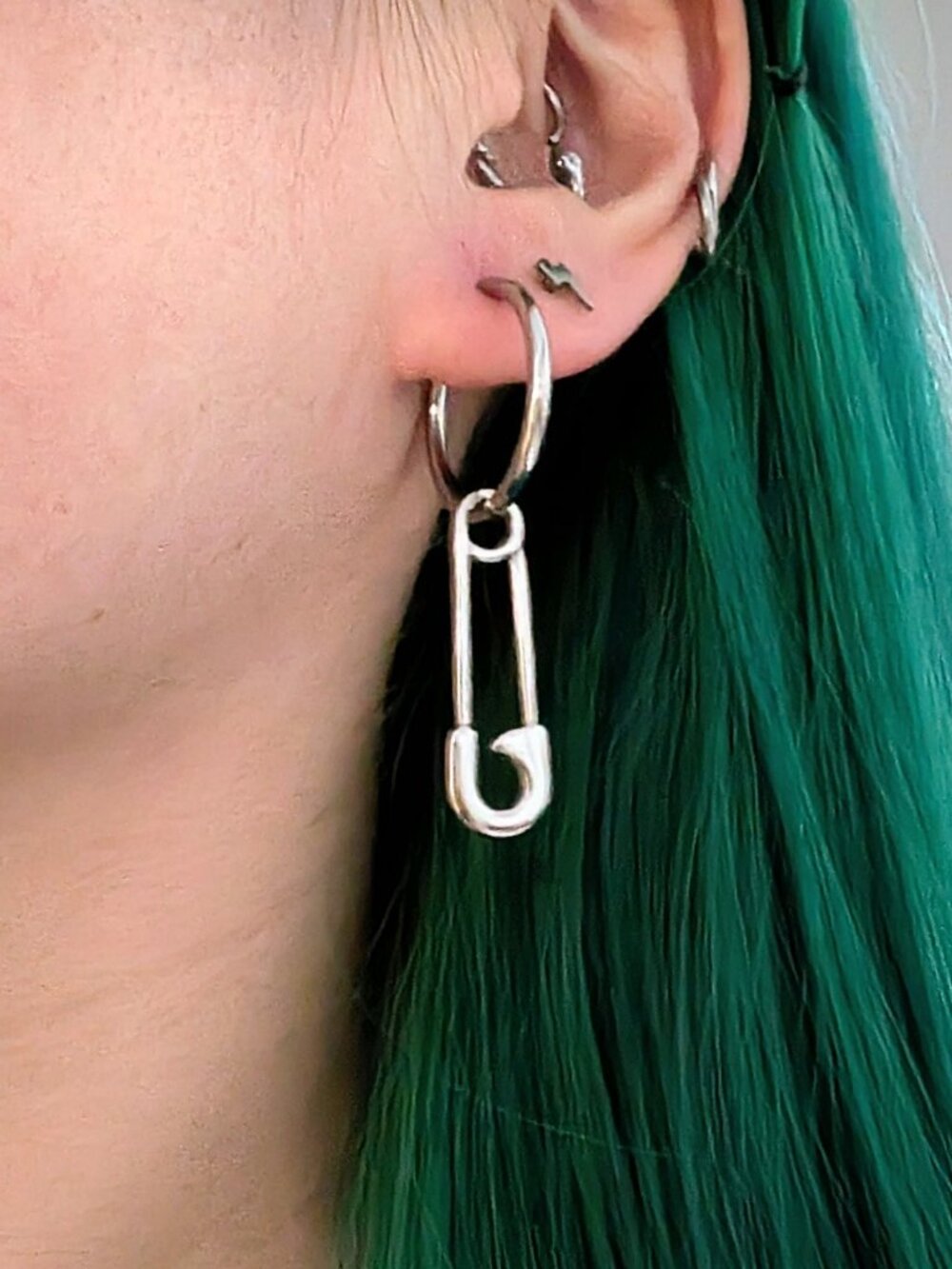 Handmade Safety Pin Hoop Earrings